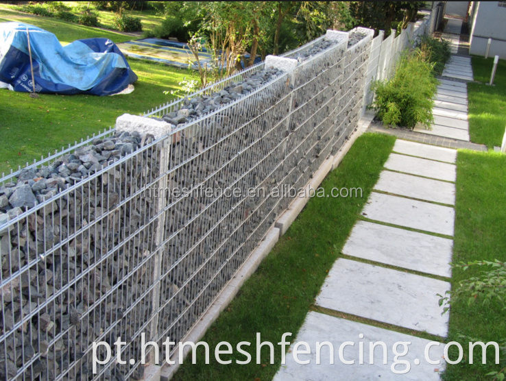 Recém -projetada parede decorativa de gabion soldada com revestimento de pó, parede de retenção de gabion soldada, gaiolas soldadas de parede gabion